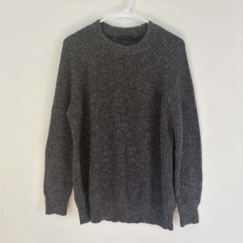 Jenni Kayne Women Oversized Cashmere Blend Grey Crew Neck Pullover Sweater